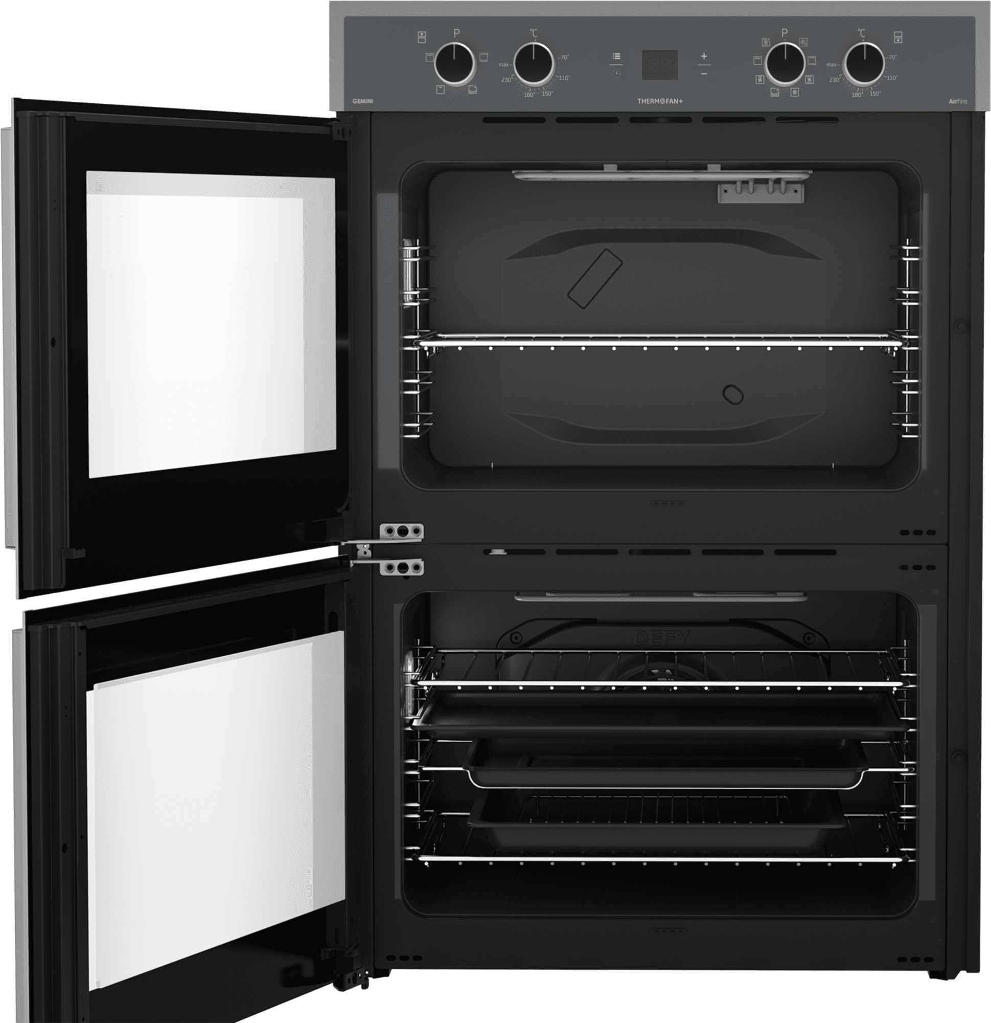 DEFY 70cm Gemini Double Oven ThermoFan+ & AirFire Mirror - Image 3