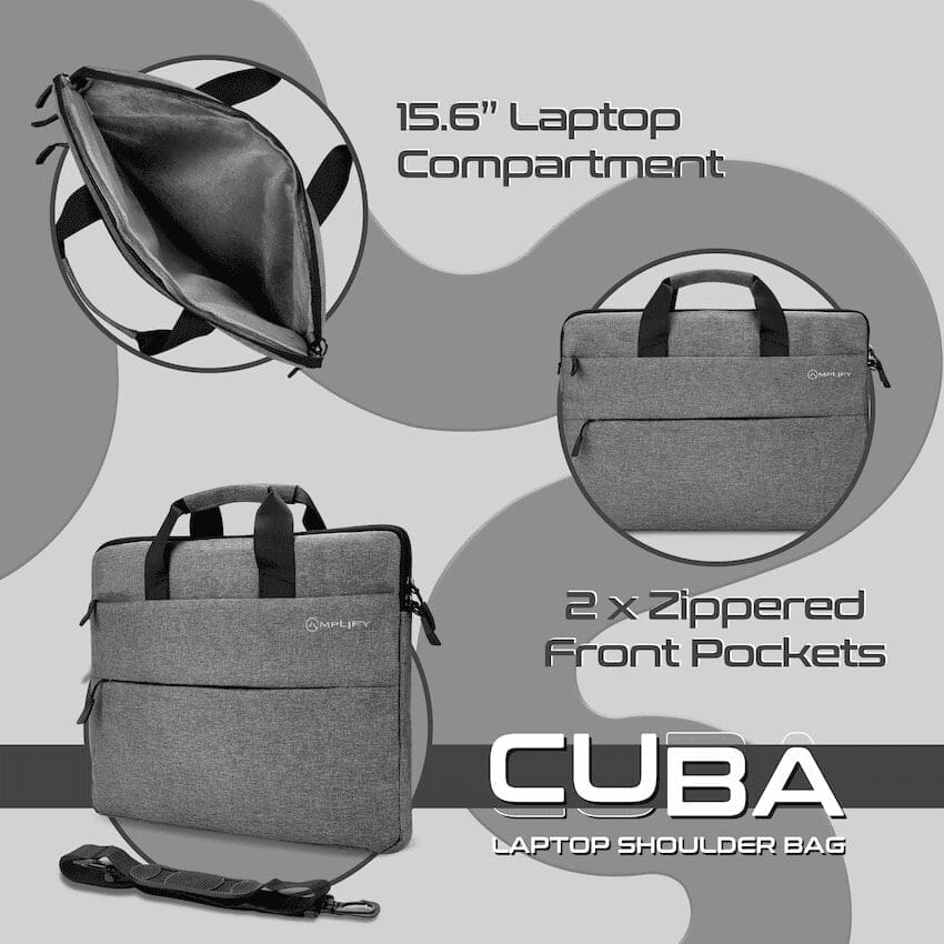 Amplify Cuba 15.6" Laptop Shoulder Bag Grey - Image 3