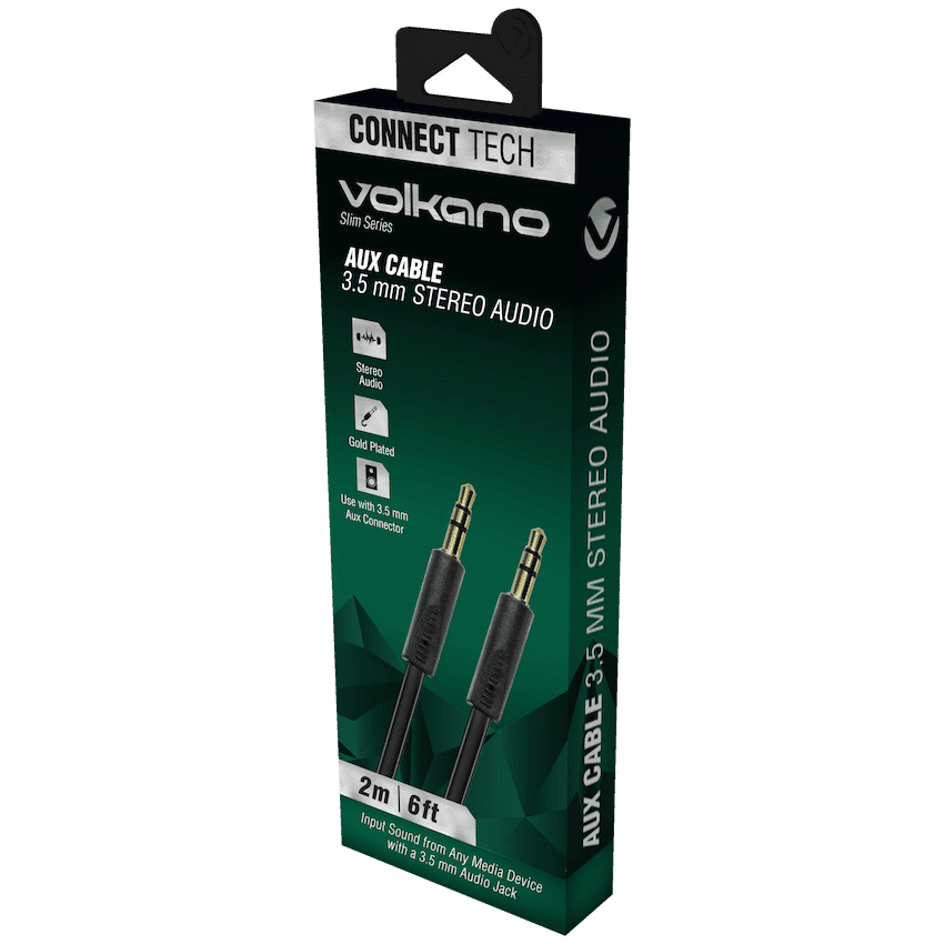 Volkano Slim Series Aux Cable 2m - Black - Image 2