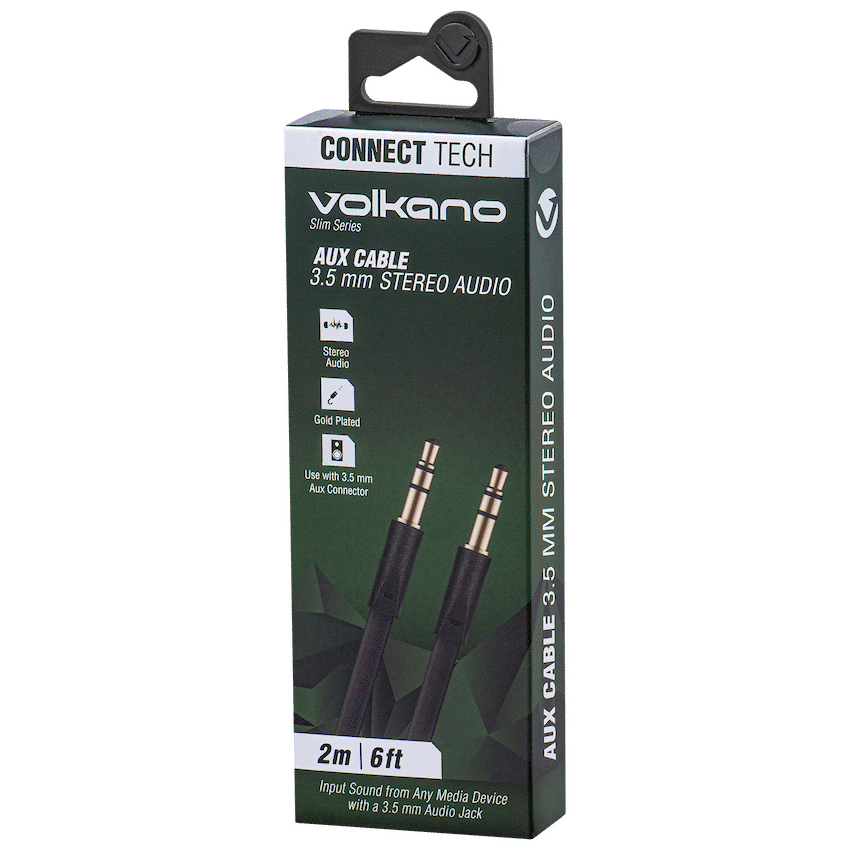Volkano Slim Series Aux Cable 2m - Black - Image 4
