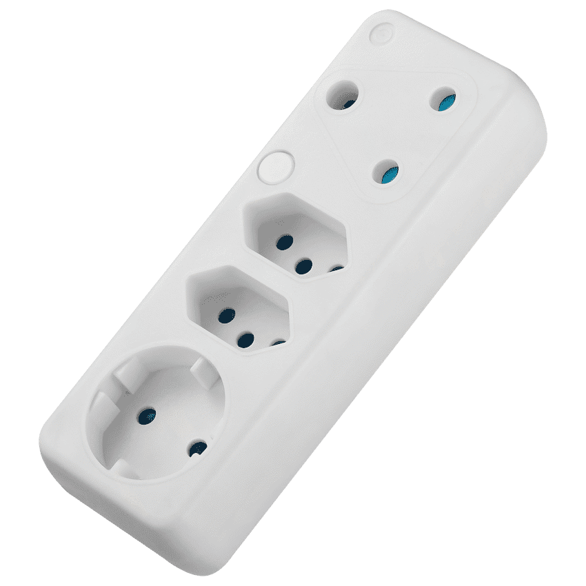 Ellies 4-Way Schuko Adaptor - White - Image 3