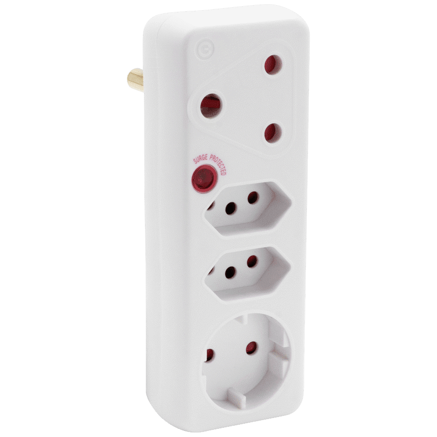 Ellies - 4-Way Surge Adaptor with Schuko - WT