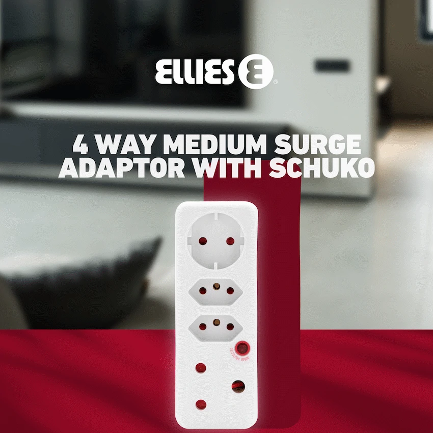 Ellies - 4-Way Surge Adaptor with Schuko - WT - Image 2