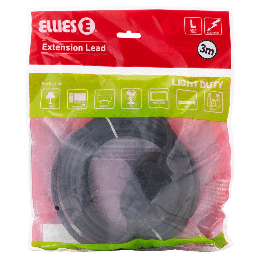 Ellies Back-to-Back Light-Duty Extension Lead - 3m - Image 2