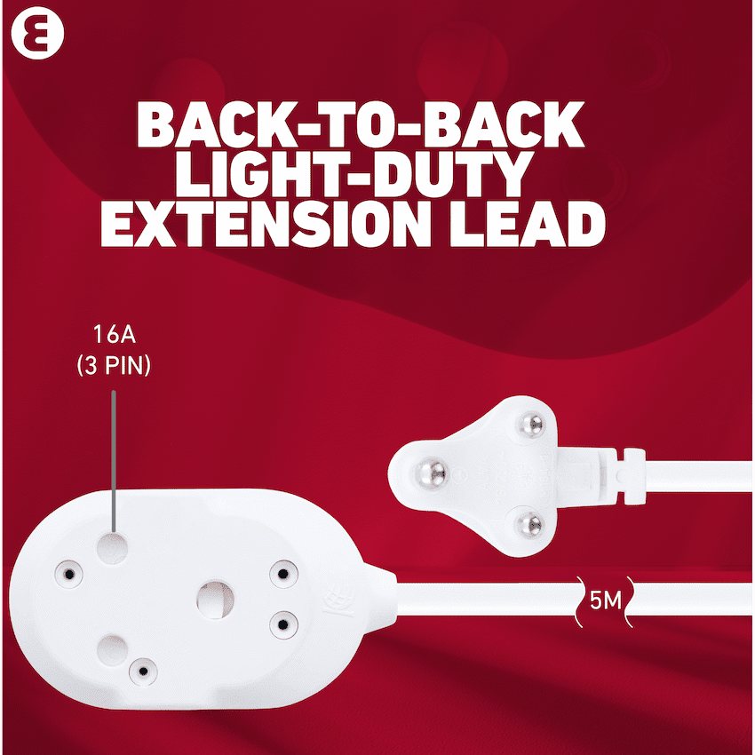 Ellies Back to Back Light Duty Extension Lead-5M - Image 4