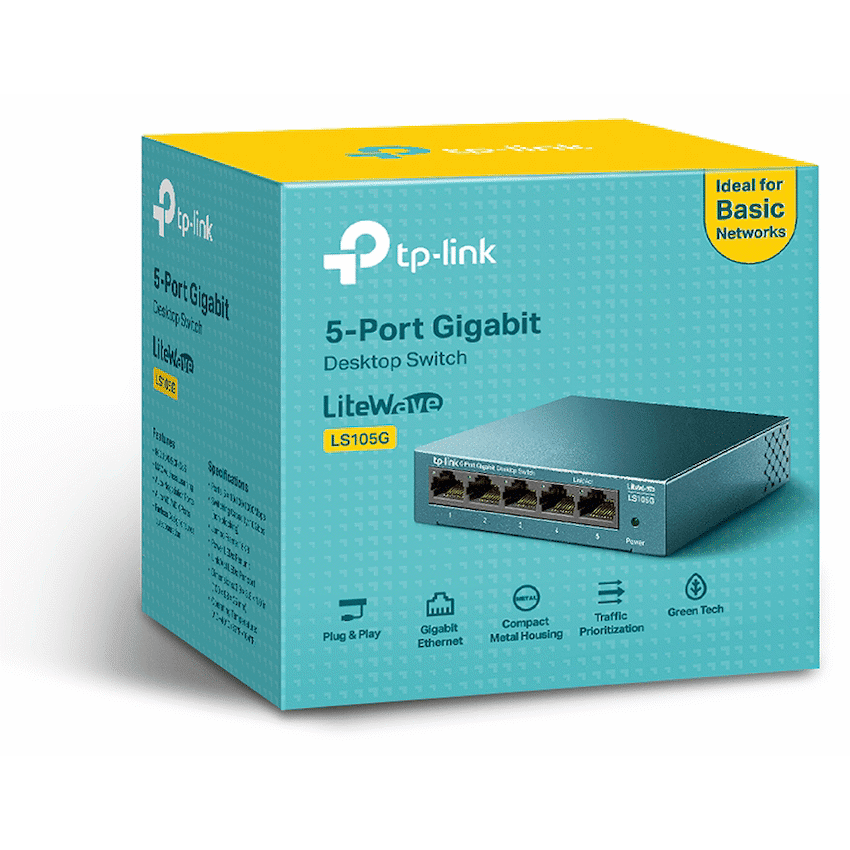 TP-LINK LS105G LiteWave 5-Port Gigabit Desktop Switch - Image 4