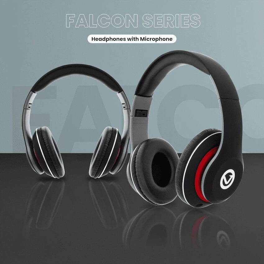 Volkano Falcon Headphones with Microphone - Black - Image 3