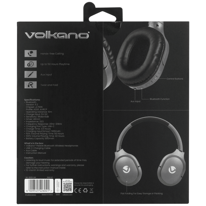 Volkano Pebble Series Bluetooth Headphones - Dark Grey - Image 3