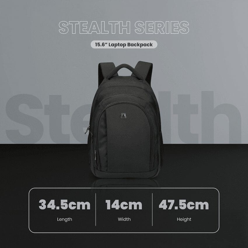 Volkano Stealth 15.6" Laptop Backpack - Black - Image 4