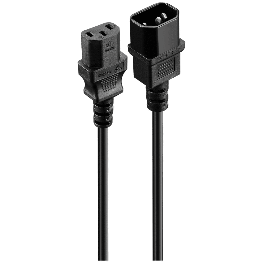 Volkano Presto Series Power Cable - 3 Pin IEC Extension 1.8m, 10a - Black