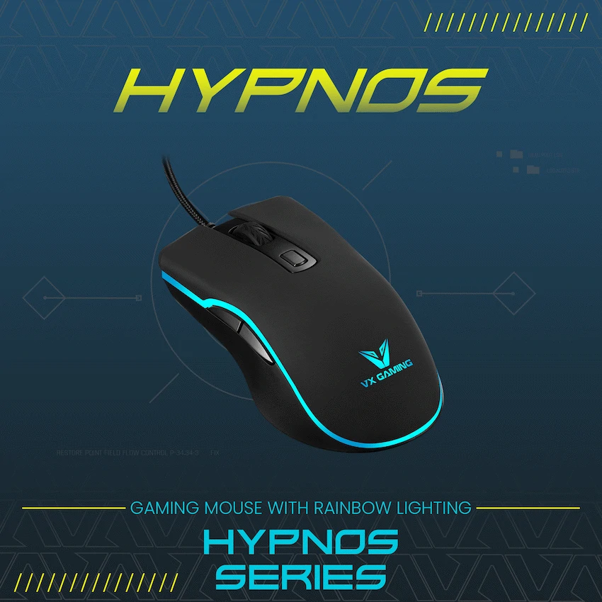VX Gaming Hypnos Series Gaming Mouse with Rainbow Lighting - Image 3