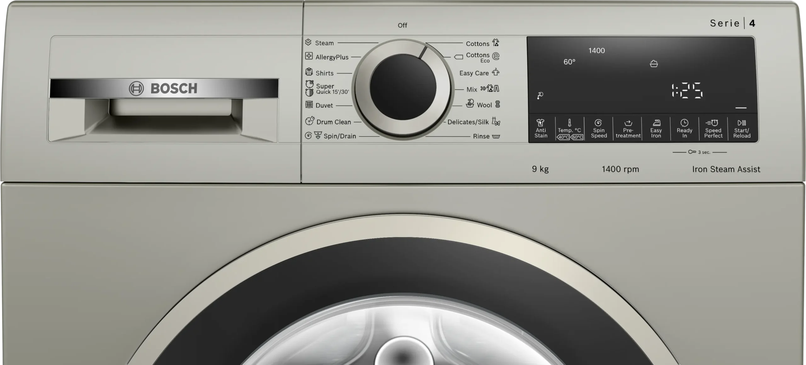 Bosch - WGA1440XZA Serie 4 9kg Silver Inox Front Loader - Image 3