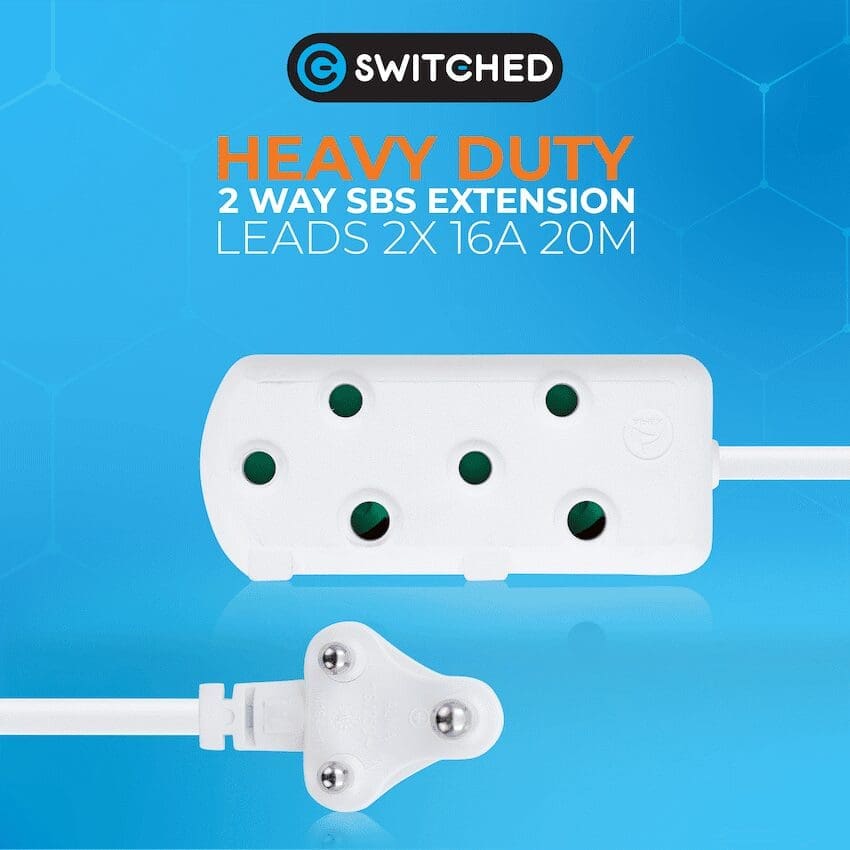 Switched Heavy-Duty Side-by-Side (SBS) Extension Leads 20m - WT - Image 4