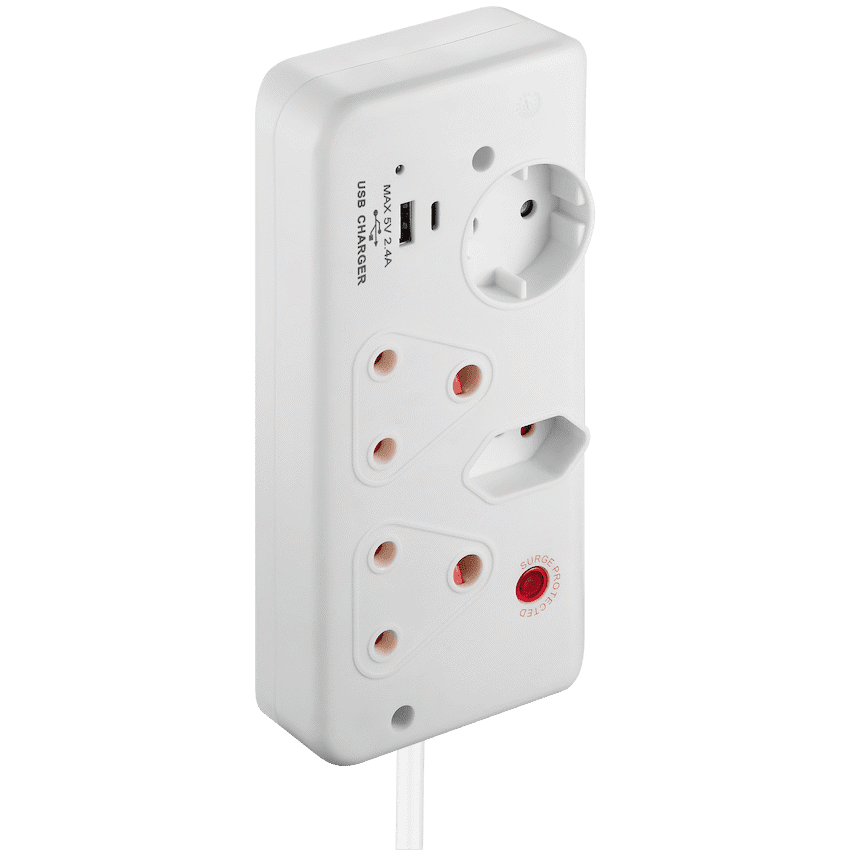 Switched 4-Way with 1x Type-C + 1x USB 2.4a Socket Medium Surge-Protected 0.5m - Image 2