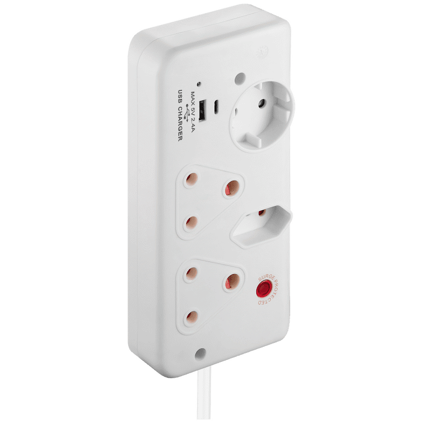 Switched 4-Way with 1x Type-C + 1x USB 2.4a Socket Medium Surge-Protected 0.5m - Image 3