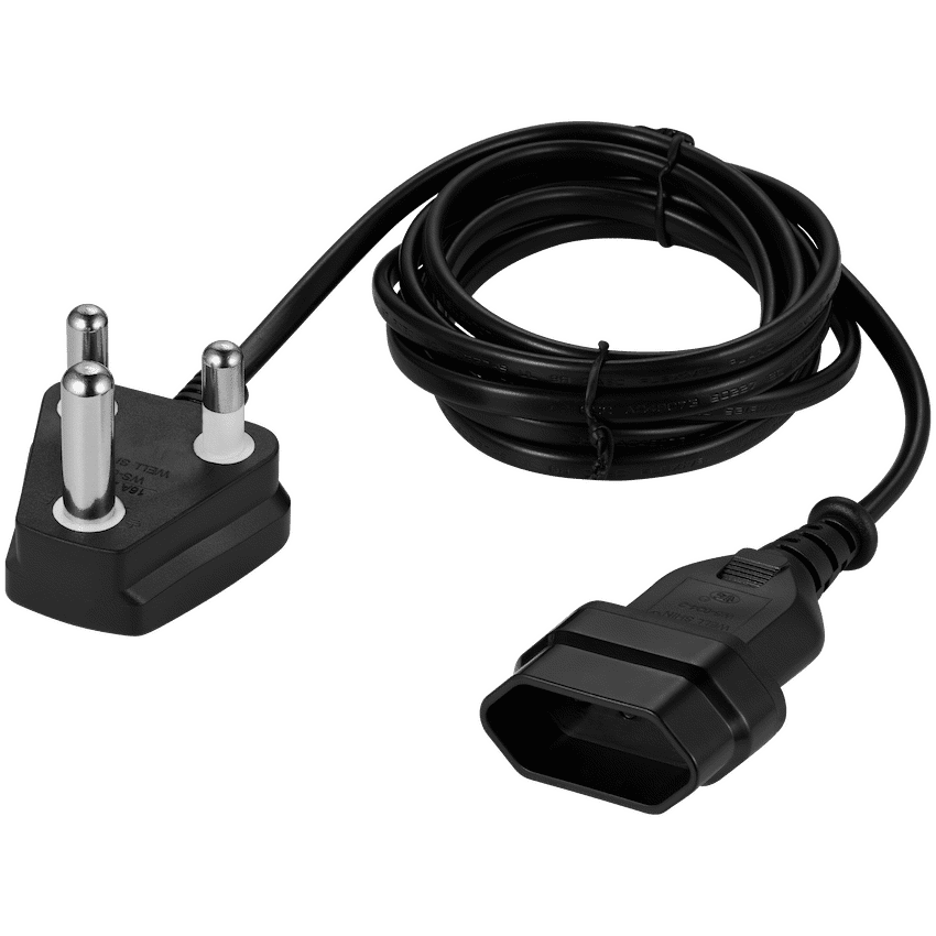 Switched Easy Cable Extender SA 3-Pin to 2-Pin Euro Socket 2m - Black