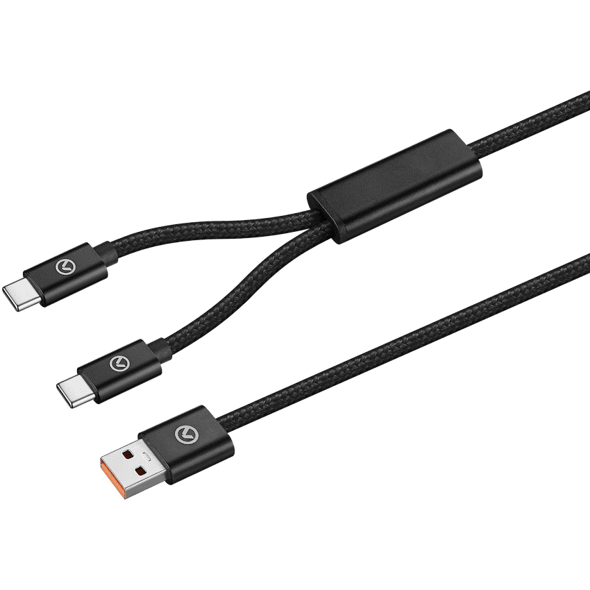 Amplify Linked Series USB to 2 x USB-C Braided Cable 60W 1.2m - Black - Image 2