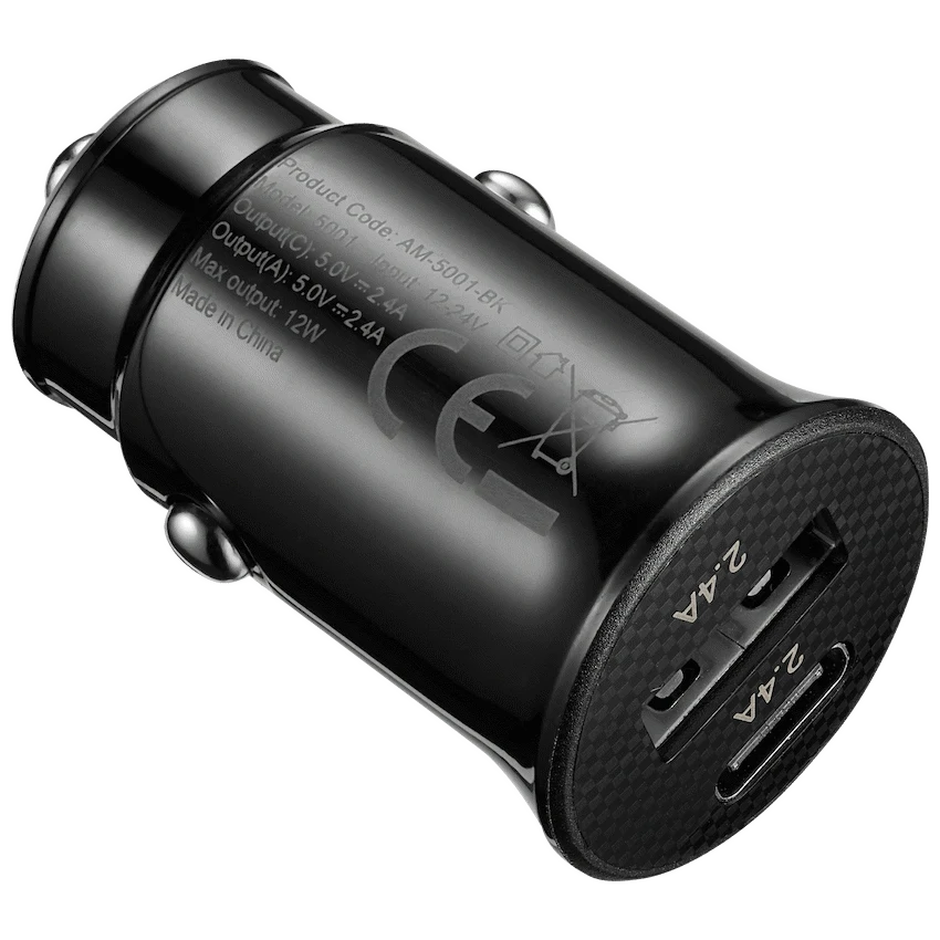Amplify - Voltix Series 12W Dual USB and USB-C Car Charger