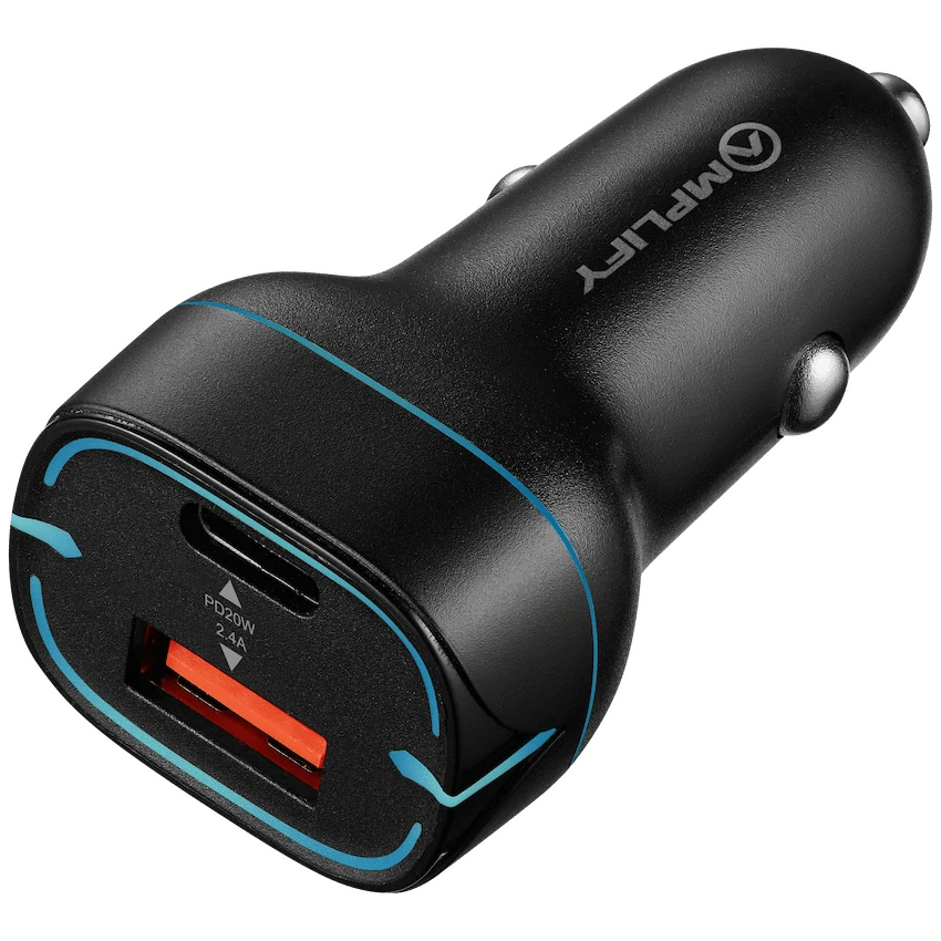 Amplify Volto Series Dual Car Charger 32W (Type-C + USB) - Black