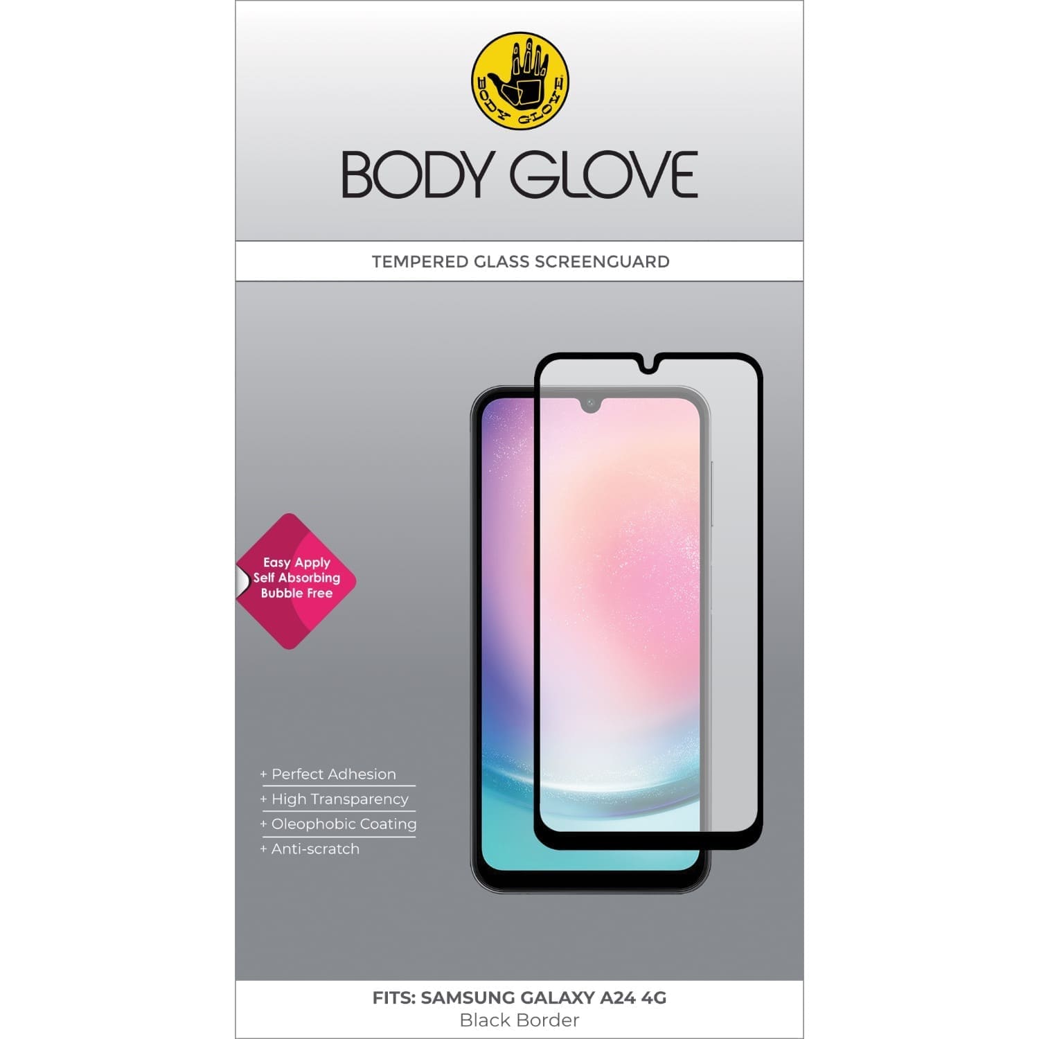 BODY GLOVE Tempered Glass Screen Protector - Samsung Galaxy A25 / A24 - Black Border - Image 4