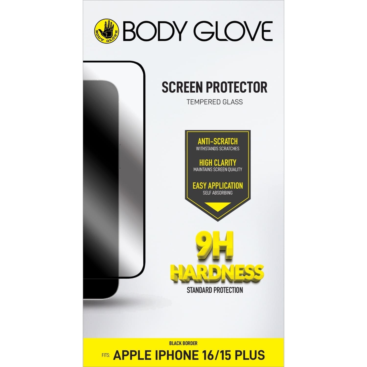 BODY GLOVE Tempered Glass Screen Protector - Apple iPhone 16 Plus / iPhone 15 Plus - Black Border