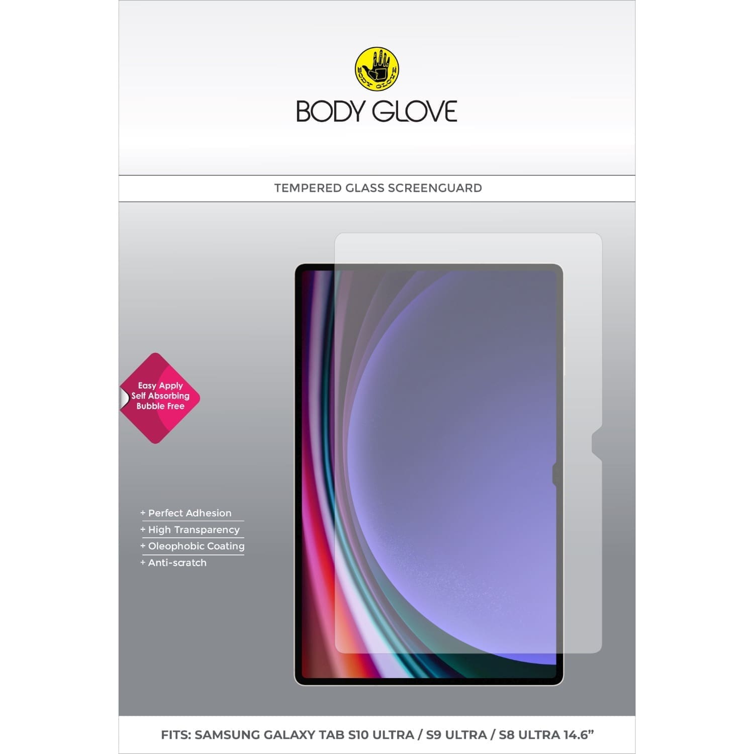BODY GLOVE Tempered Glass Screen Protector - Samsung Galaxy Tab S11 Ultra / S10 Ultra / S9 Ultra / S8 Ultra - Clear - Image 3