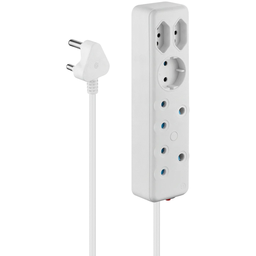 Switched 5 Way Multiplug - White