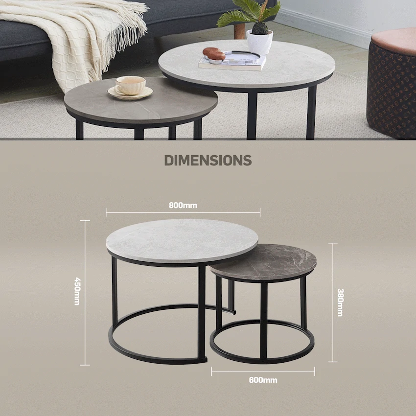 Everfurn Indus Nesting Coffee Table Greyish - Image 4