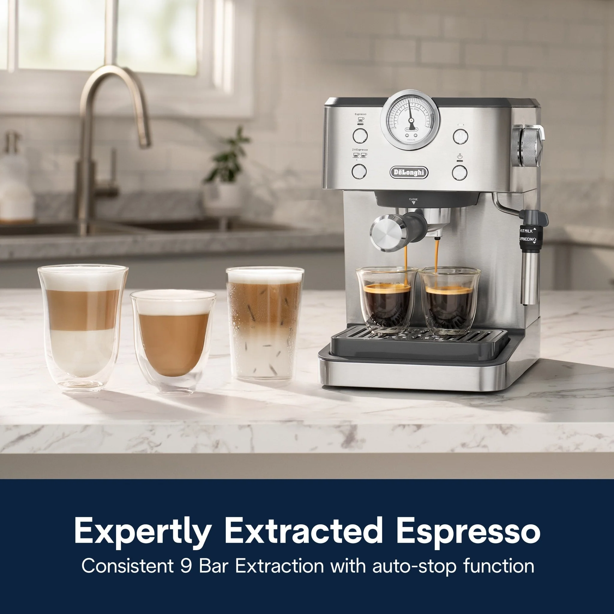 Delonghi EM450.M Classic Manual Pump Espresso Coffee Machine - Image 3