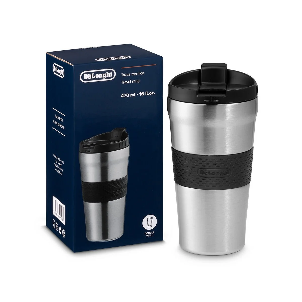 Delonghi - DLSC073 Thermal Travel Mug Stainless Steel 470ml - Image 2