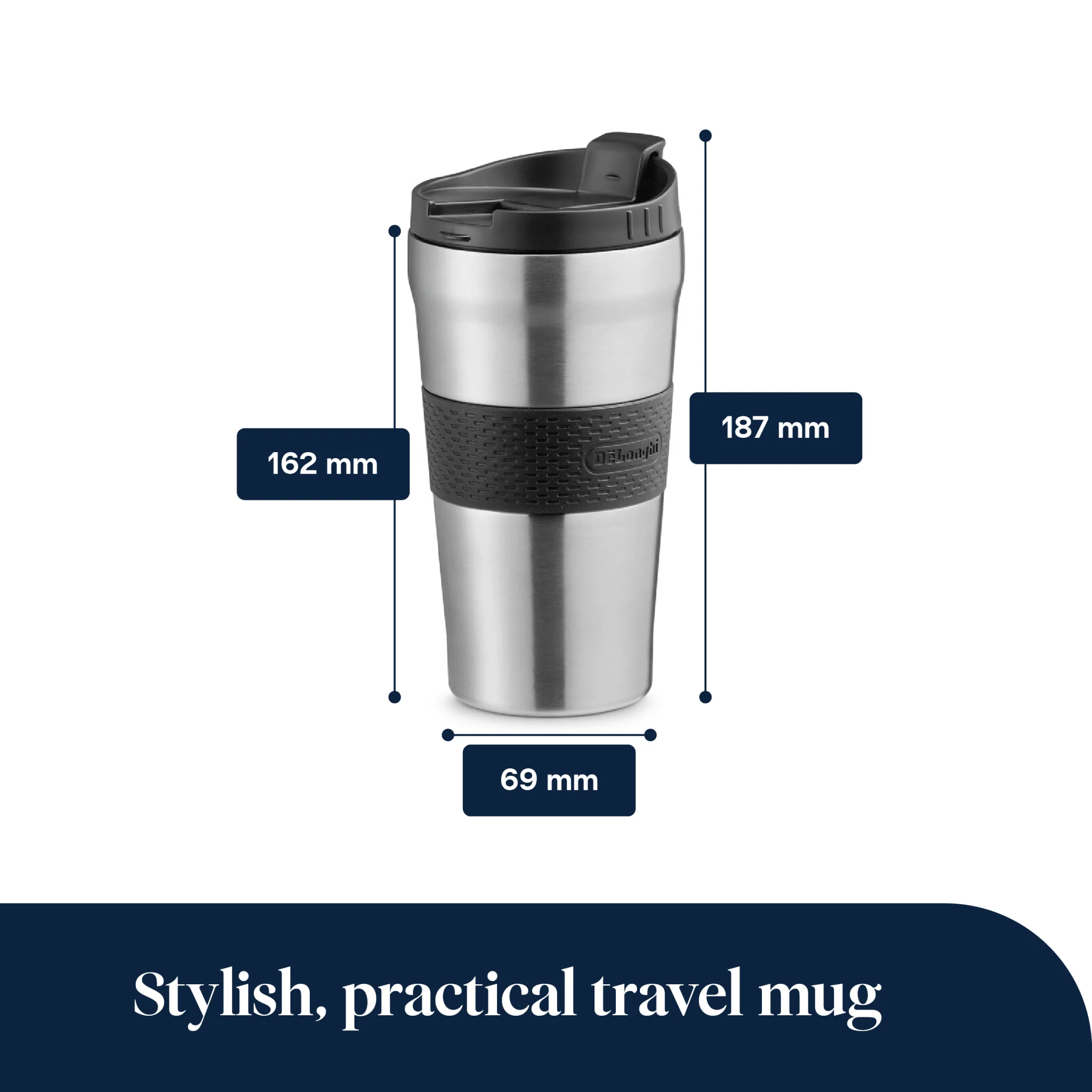 Delonghi - DLSC073 Thermal Travel Mug Stainless Steel 470ml - Image 3