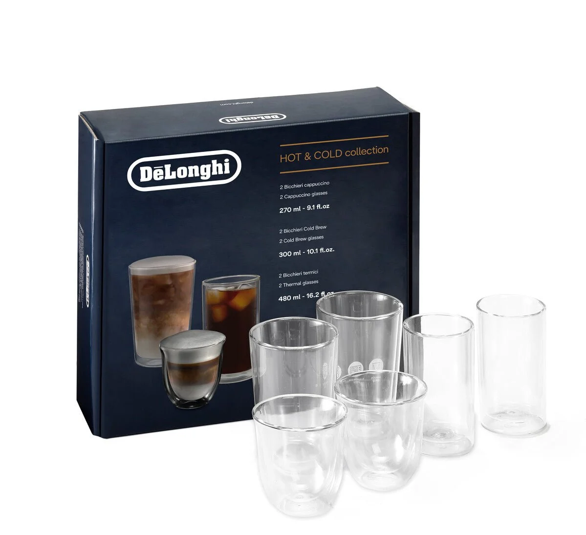 Delonghi AS00004620 Hot & Cold Coffee Glasses Collection