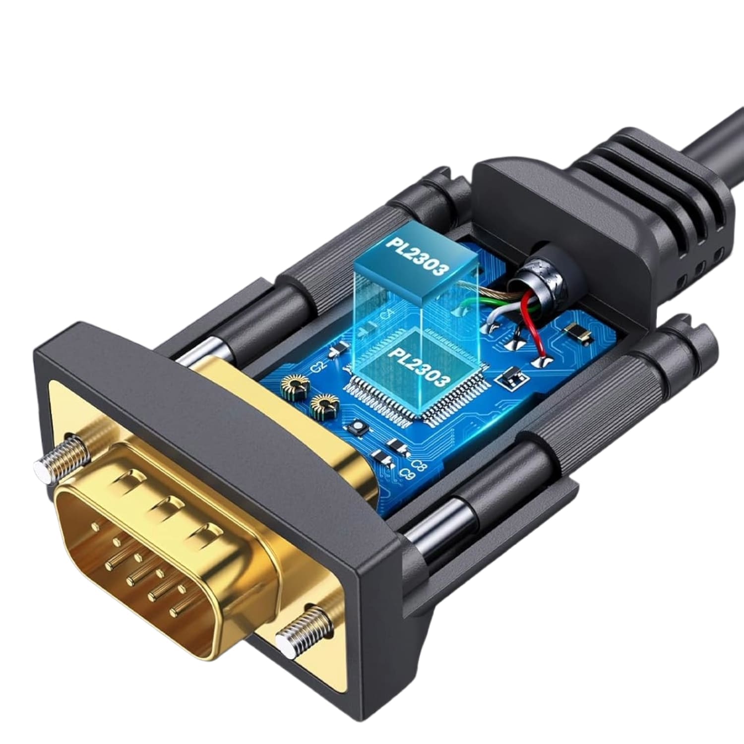 UGREEN USB 2.0 to RS-232 Serial Adapter Cable (USB-A Male to DB9 Male)-Black - Image 2