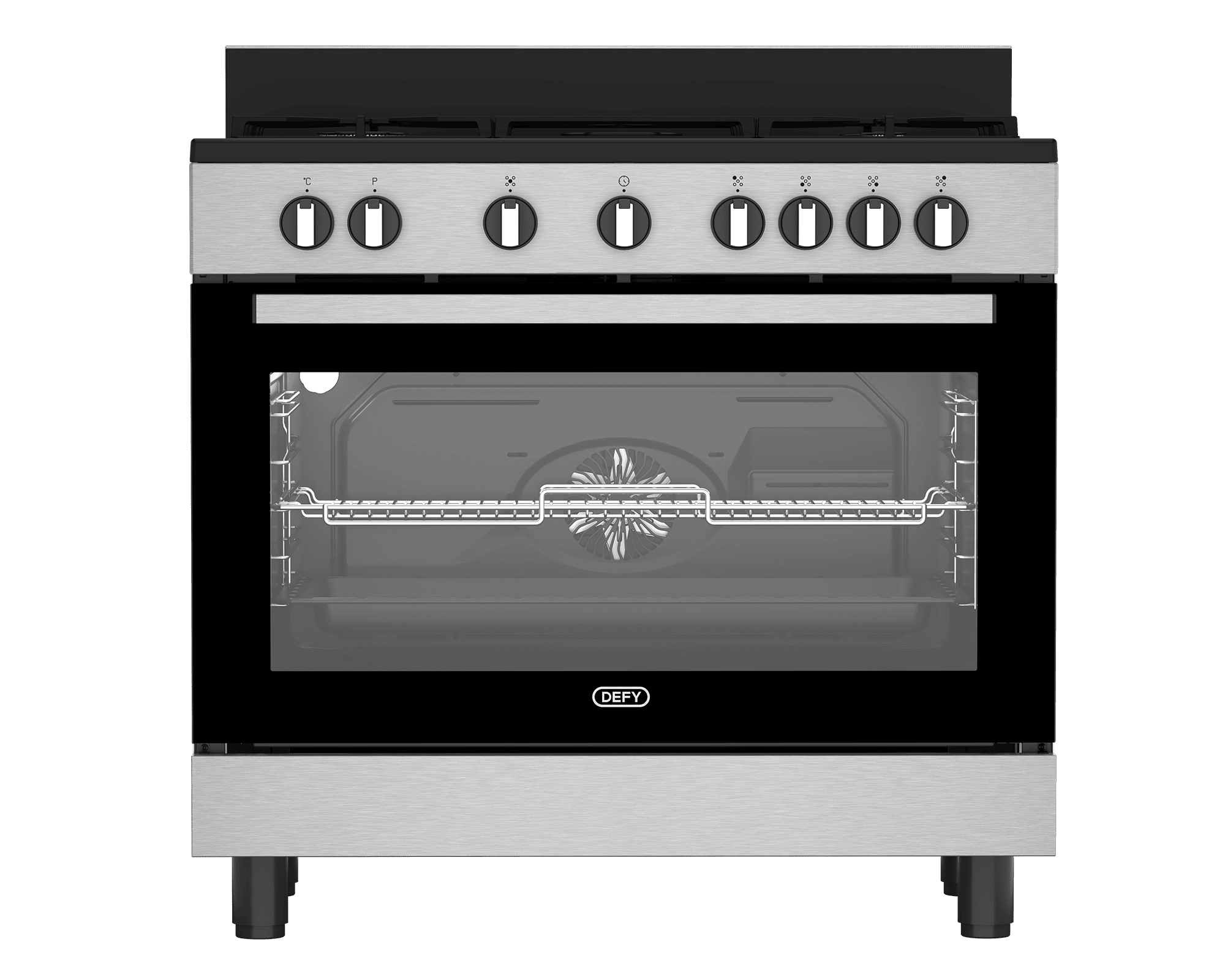 DEFY 90cm Gas Electric Range Cooker Thermofan+ Black/Inox