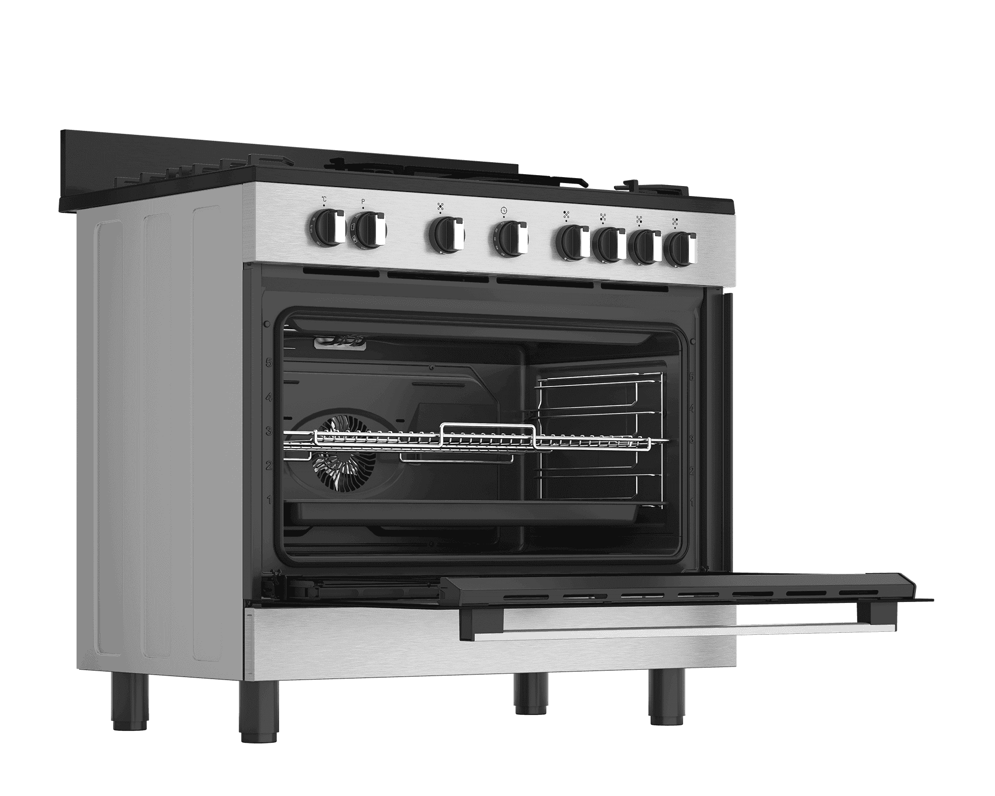 DEFY 90cm Gas Electric Range Cooker Thermofan+ Black/Inox - Image 6