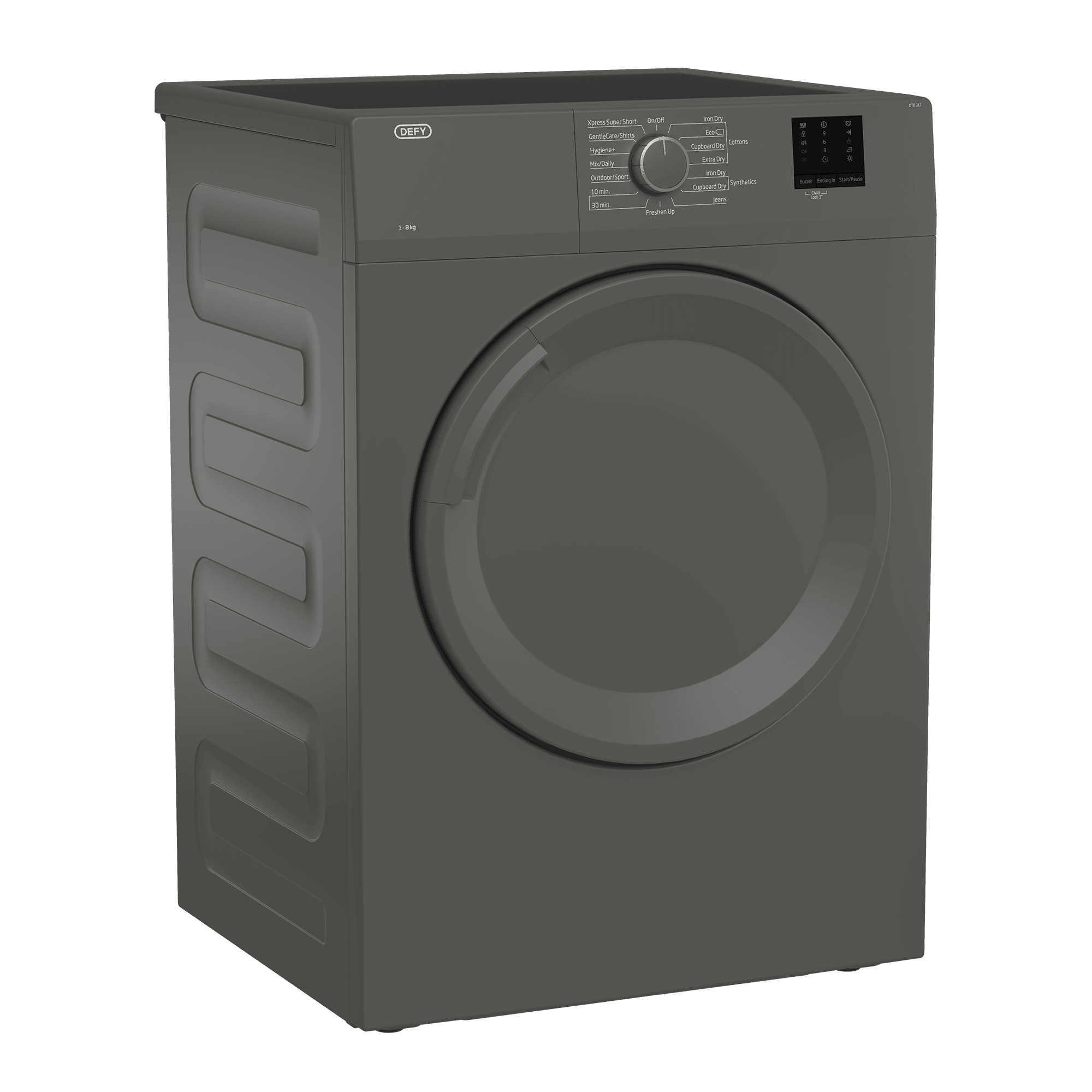 DEFY 8kg Air Vented Tumble Dryer Manhattan Gray - Image 2
