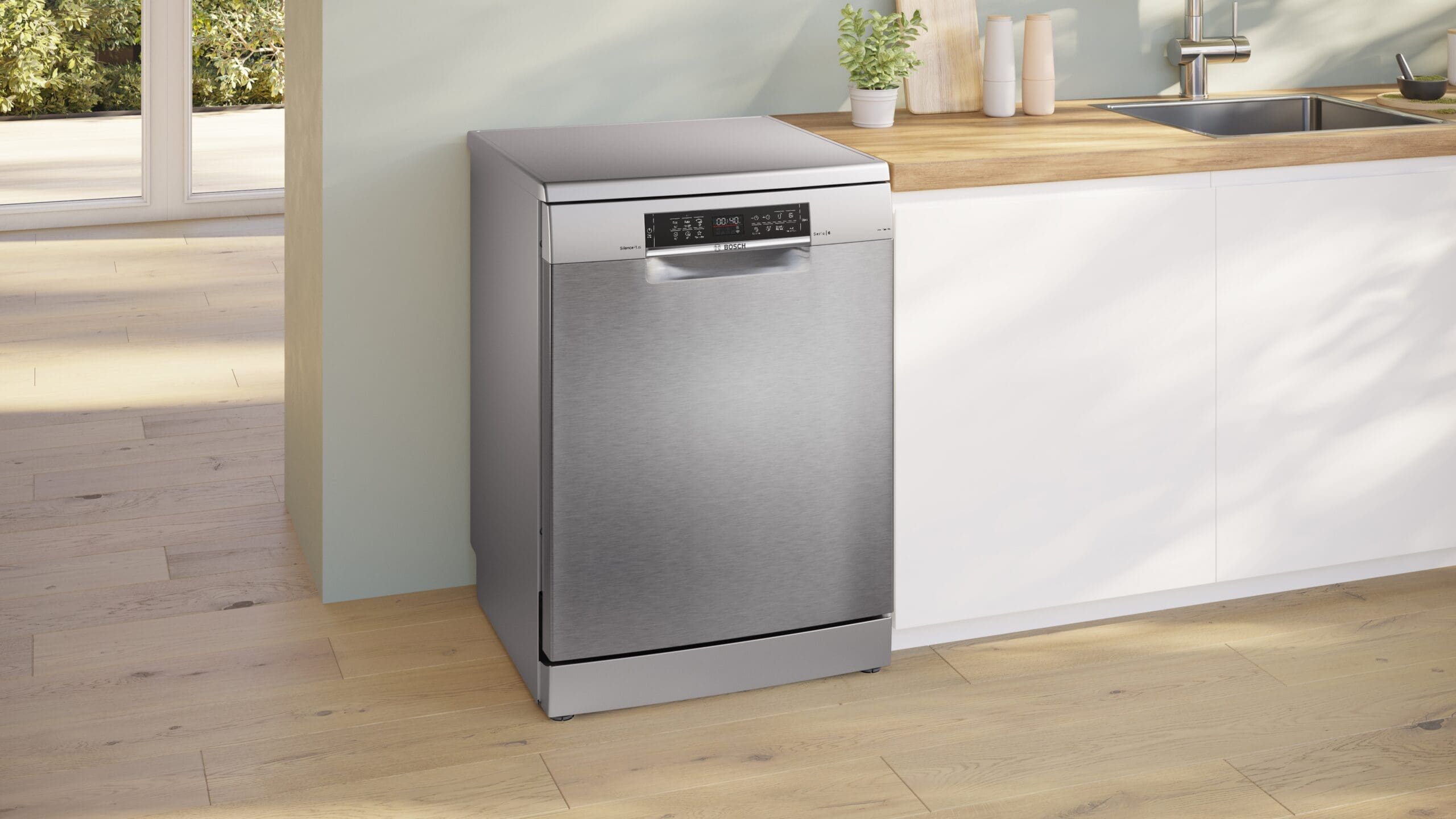 Bosch SMS6EMI10Z Serie 6 6.7L Silver Inox Dishwasher - Image 2