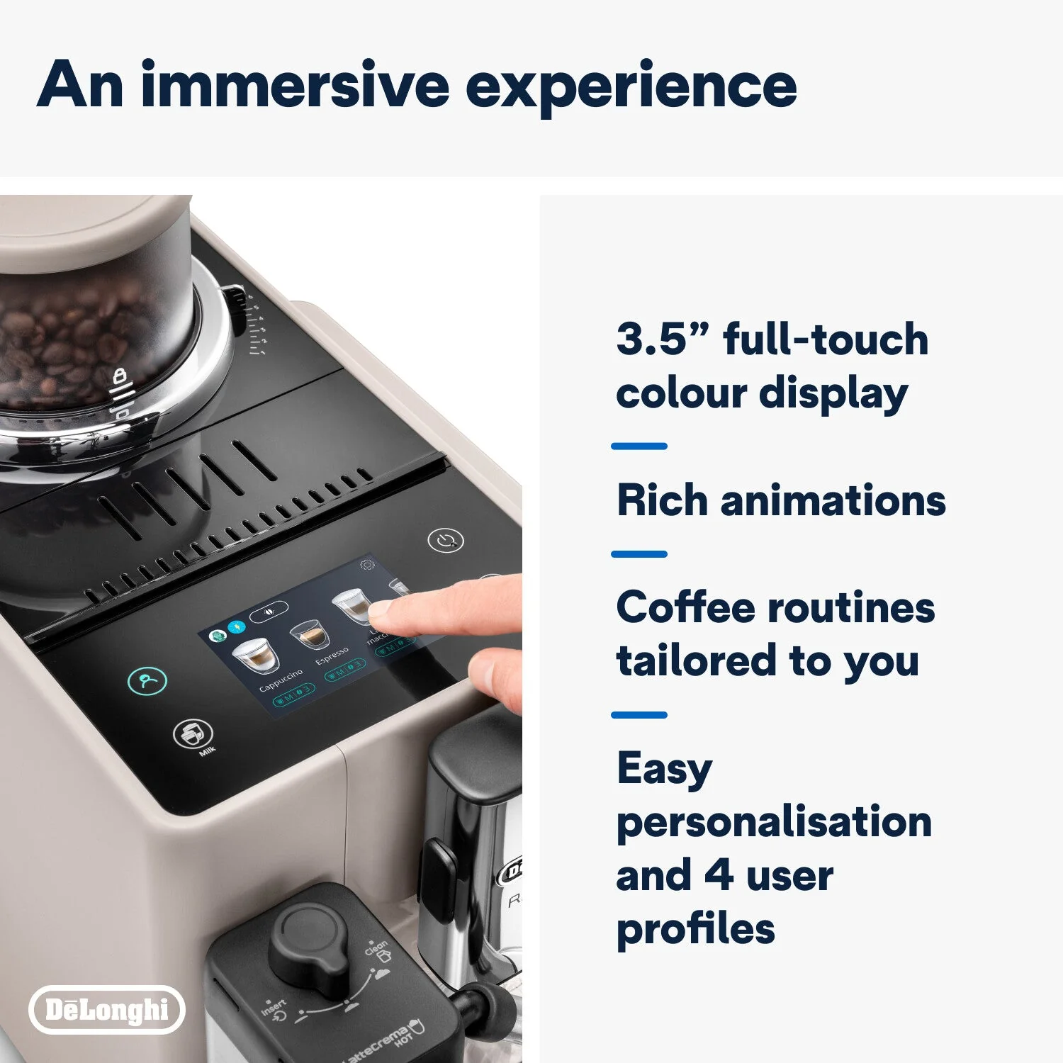 Delonghi EXAM440.55.BG Rivelia Bean to Cup Coffee Machine Sand Beige - Image 7