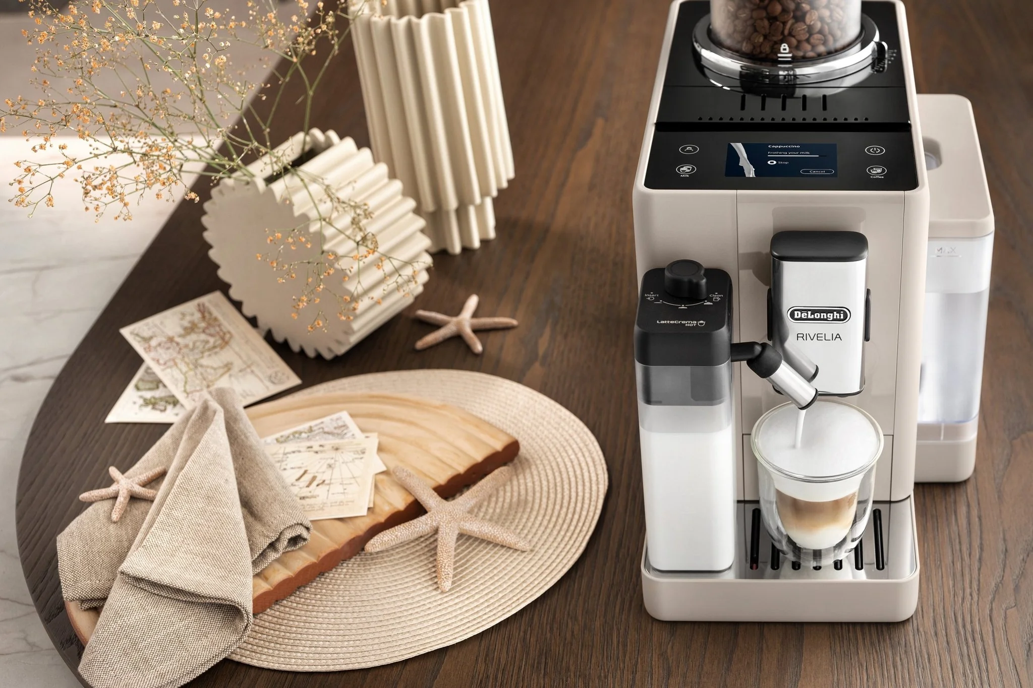 Delonghi EXAM440.55.BG Rivelia Bean to Cup Coffee Machine Sand Beige - Image 9