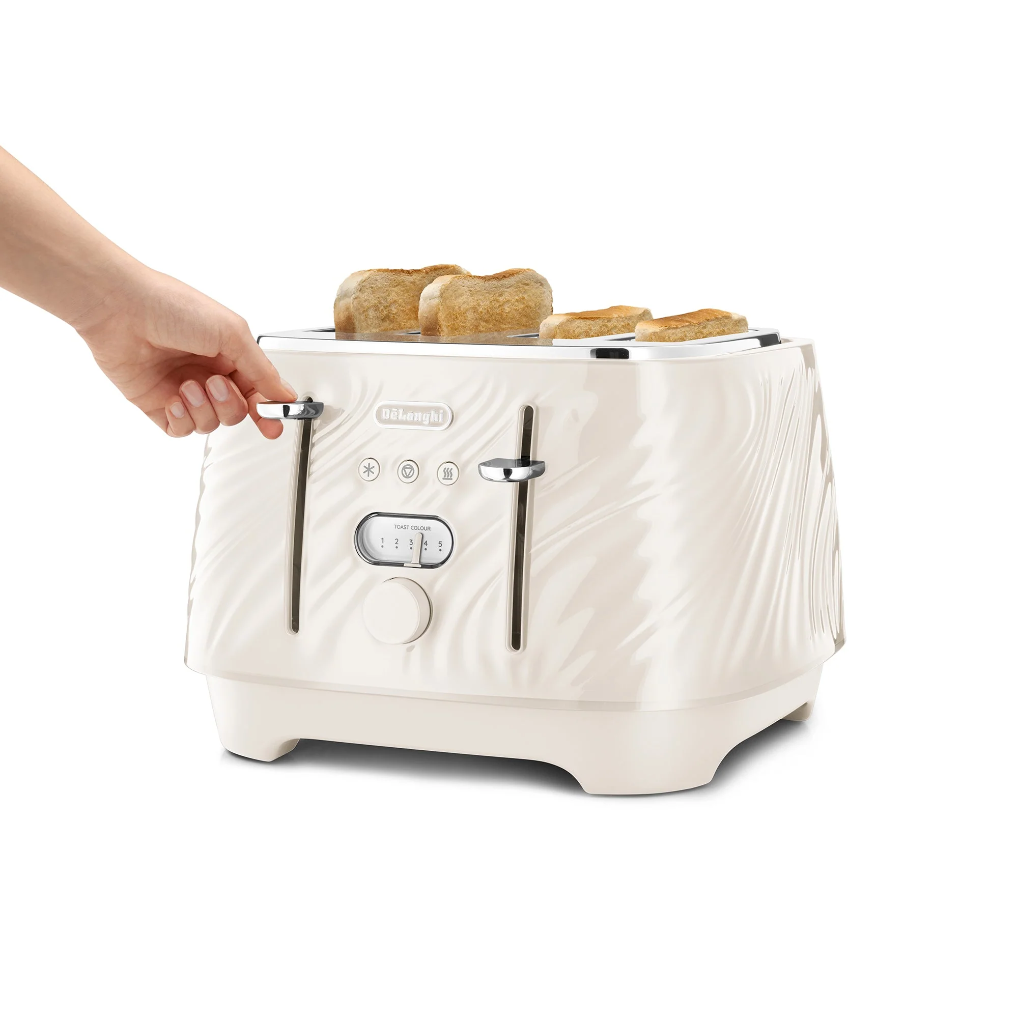 Delonghi CTDS4003.CR Ballerina Seta 4 Slice Toaster Silk Beige - Image 5