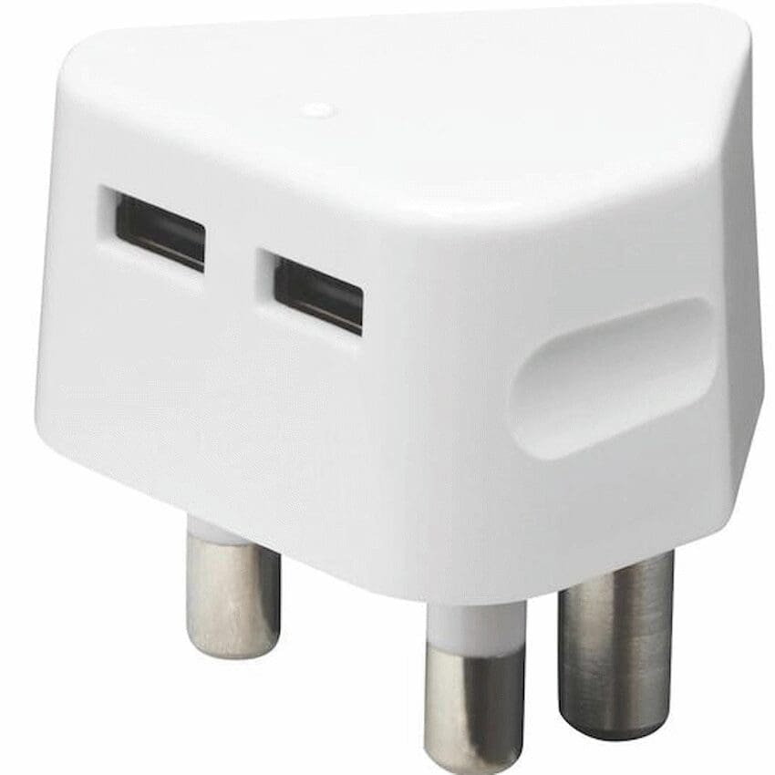 Ellies Spar Wall Charger 3 Pin 2XUSB 2.1A White 1'S
