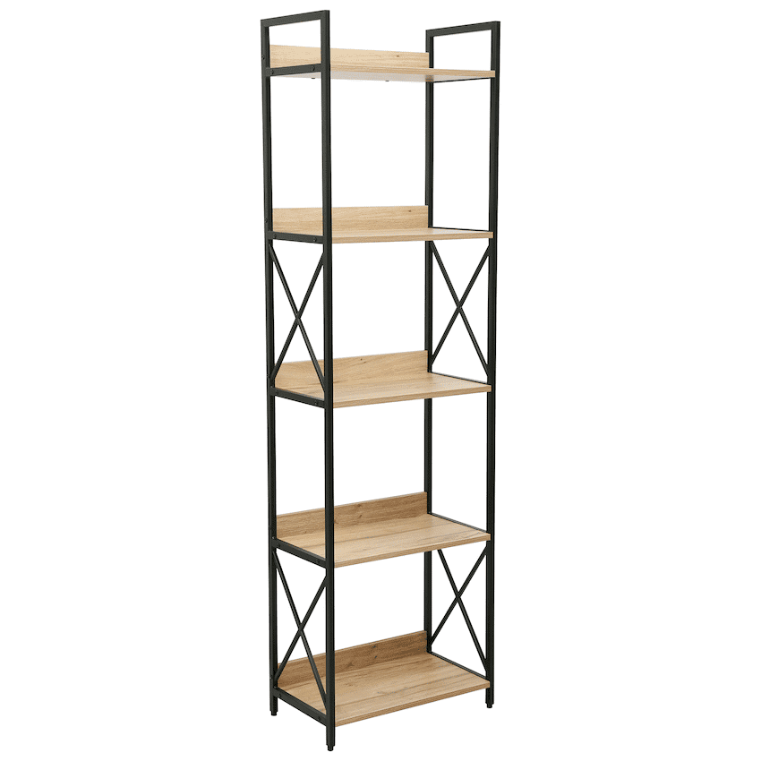 Everfurn Scandanavian Tall Bookcase with Steel Frame